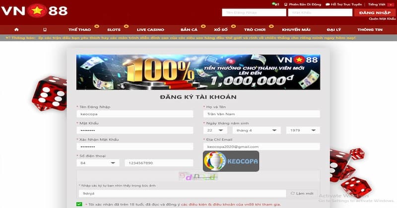 Đăng ký VN88: Tạo tài khoản cá cược chỉ mất 3 phút 5 Những lưu ý khi tham gia đăng ký